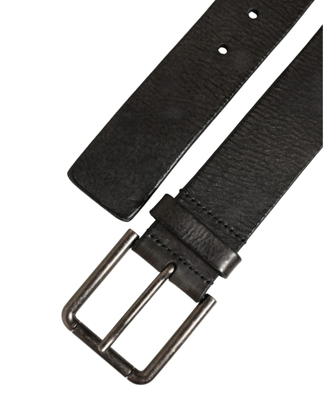 Dolce & Gabbana Black Leather Brushed Metal Buckle Belt Calf for men