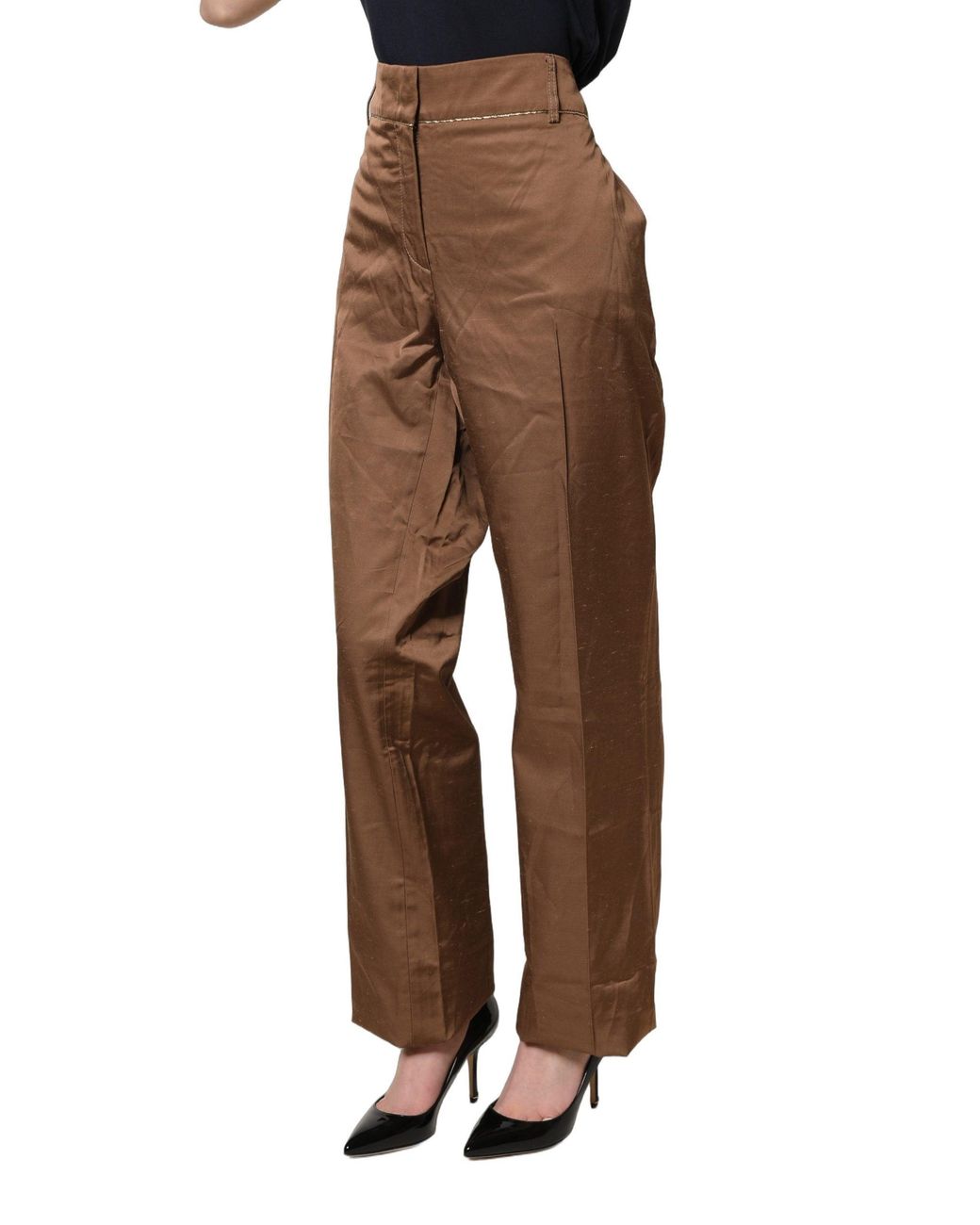 Roberto Cavalli Brown High Waist Fla Trouser Pants