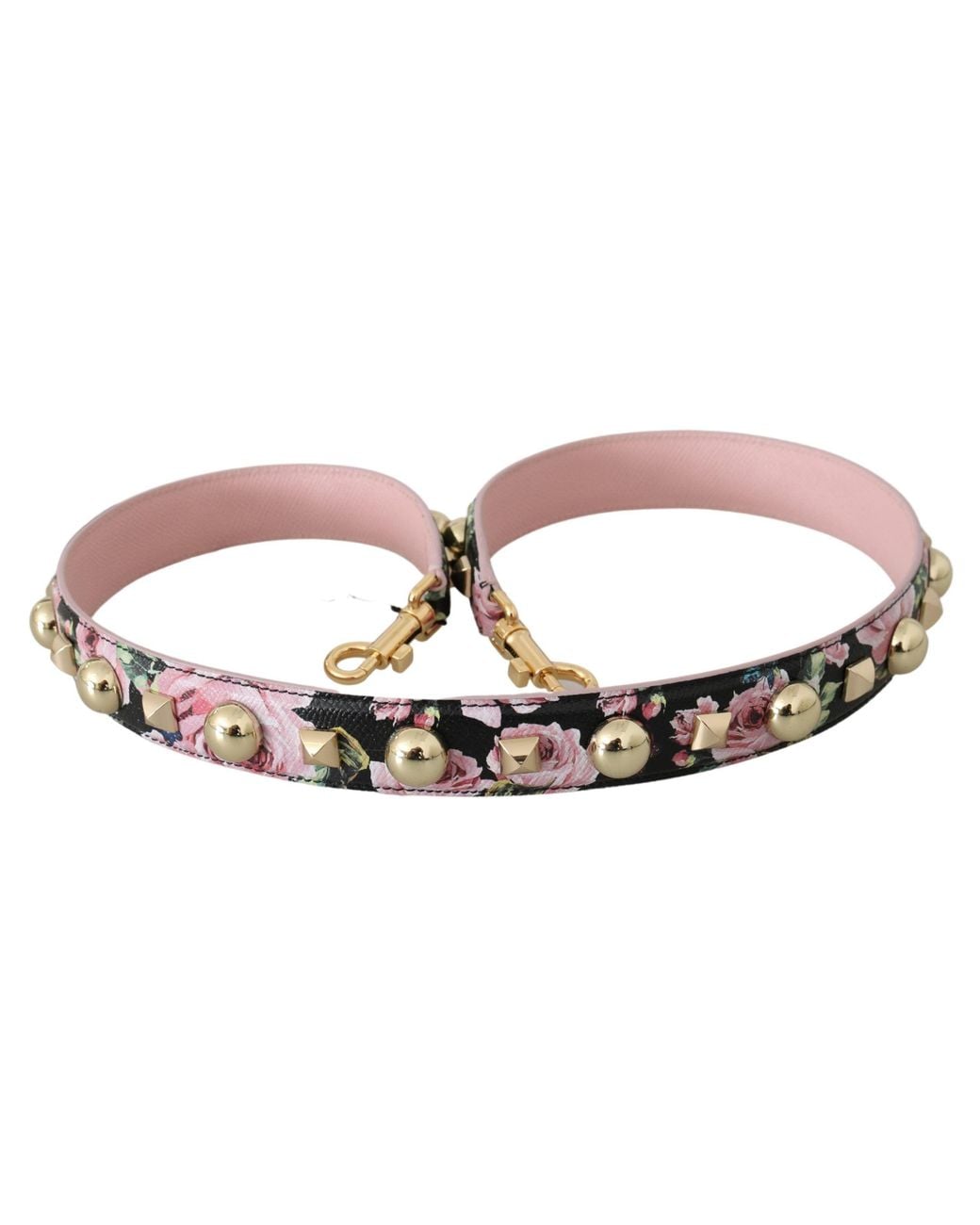 Dolce & Gabbana Black Elegant Floral Leather Shoulder Strap