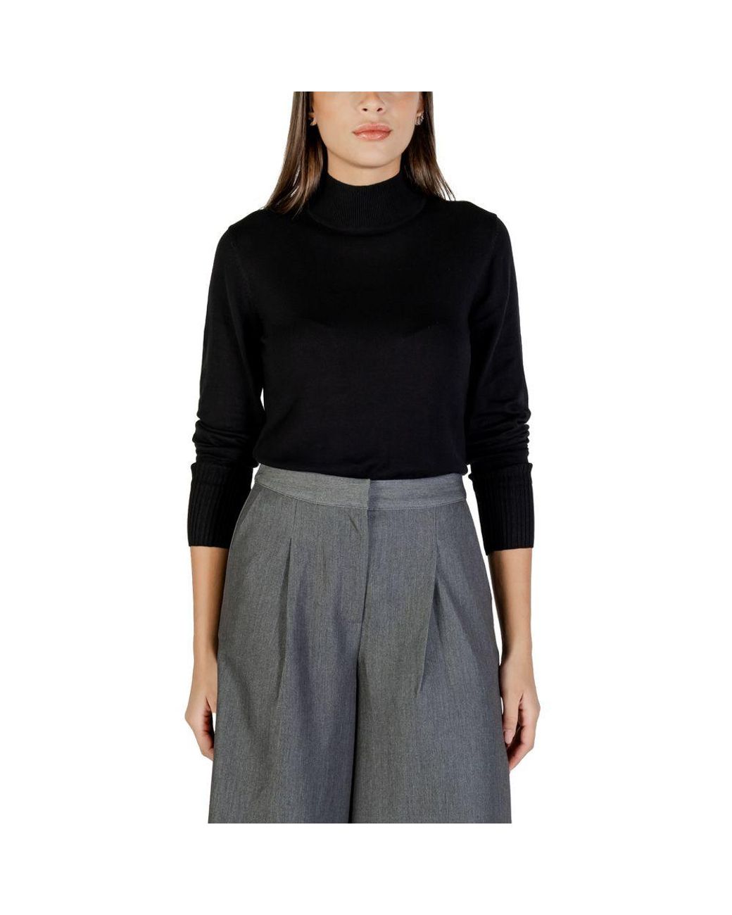Ichi Black Viscose Turtleneck