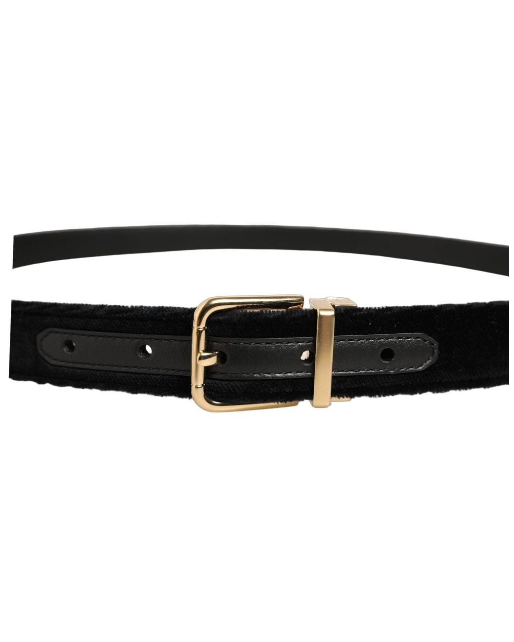 Dolce & Gabbana Black Velvet Tone Metal Buckle Belt Leather for men