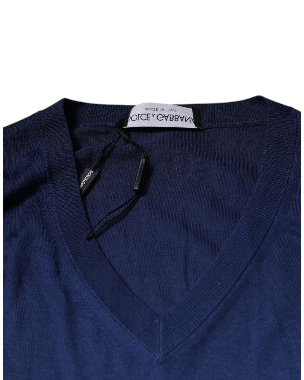 Dolce & Gabbana Blue V-Neck Sweater Classic Knit for men
