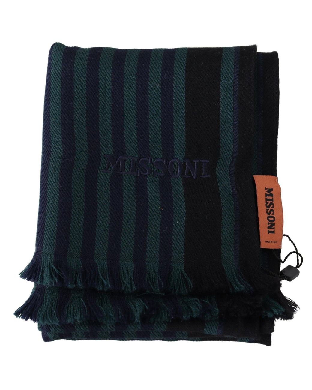 Missoni Black Striped Wool Neck Wrap Shawl for men