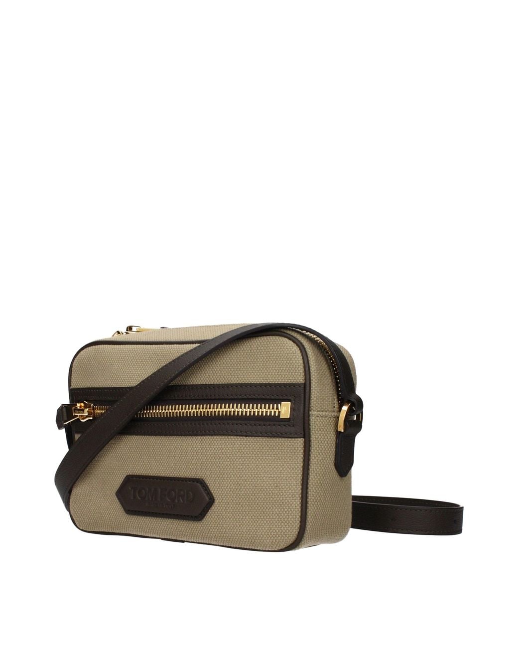 Tom Ford Black Beige Fabric Crossbody Bag