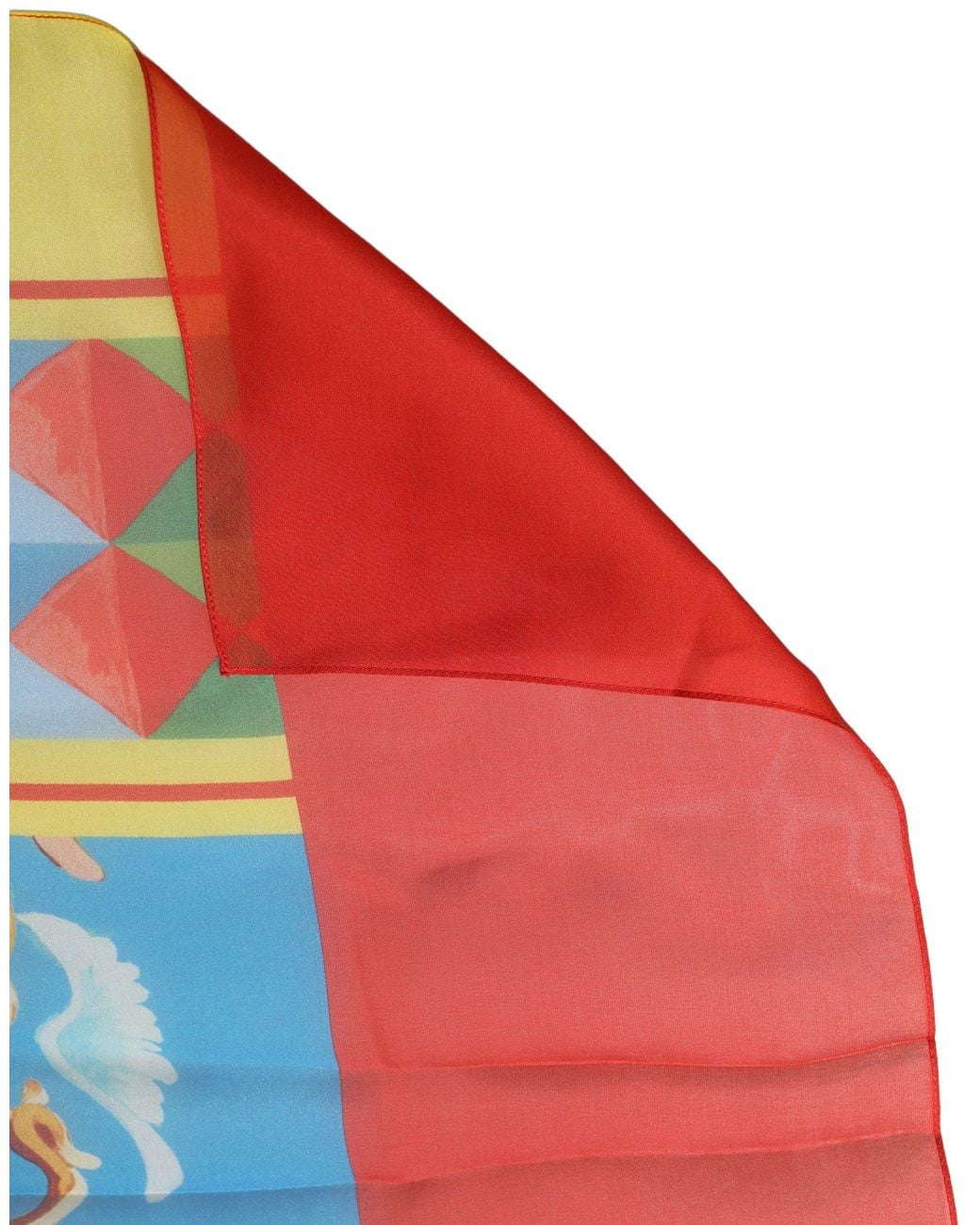 Dolce & Gabbana Orange Multicolor Silk Printed Square Foulard Scarf