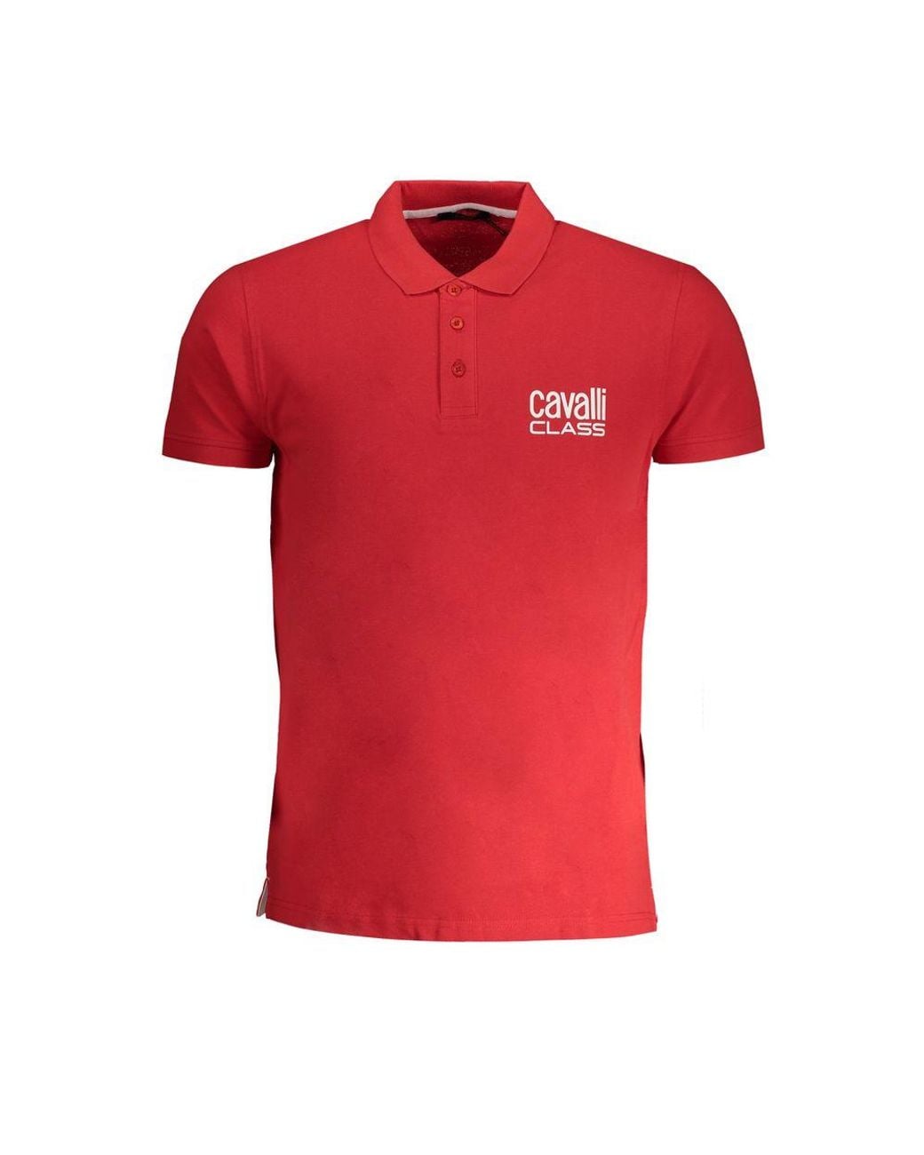 Roberto Cavalli Red Cotton Polo Shirt for men