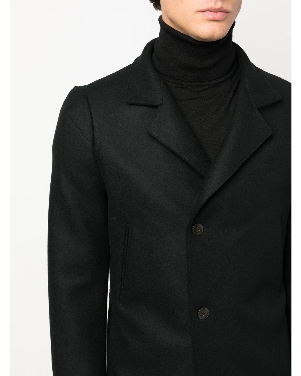 SAPIO Black Double-Breasted Cotton-Wool Blazer for men