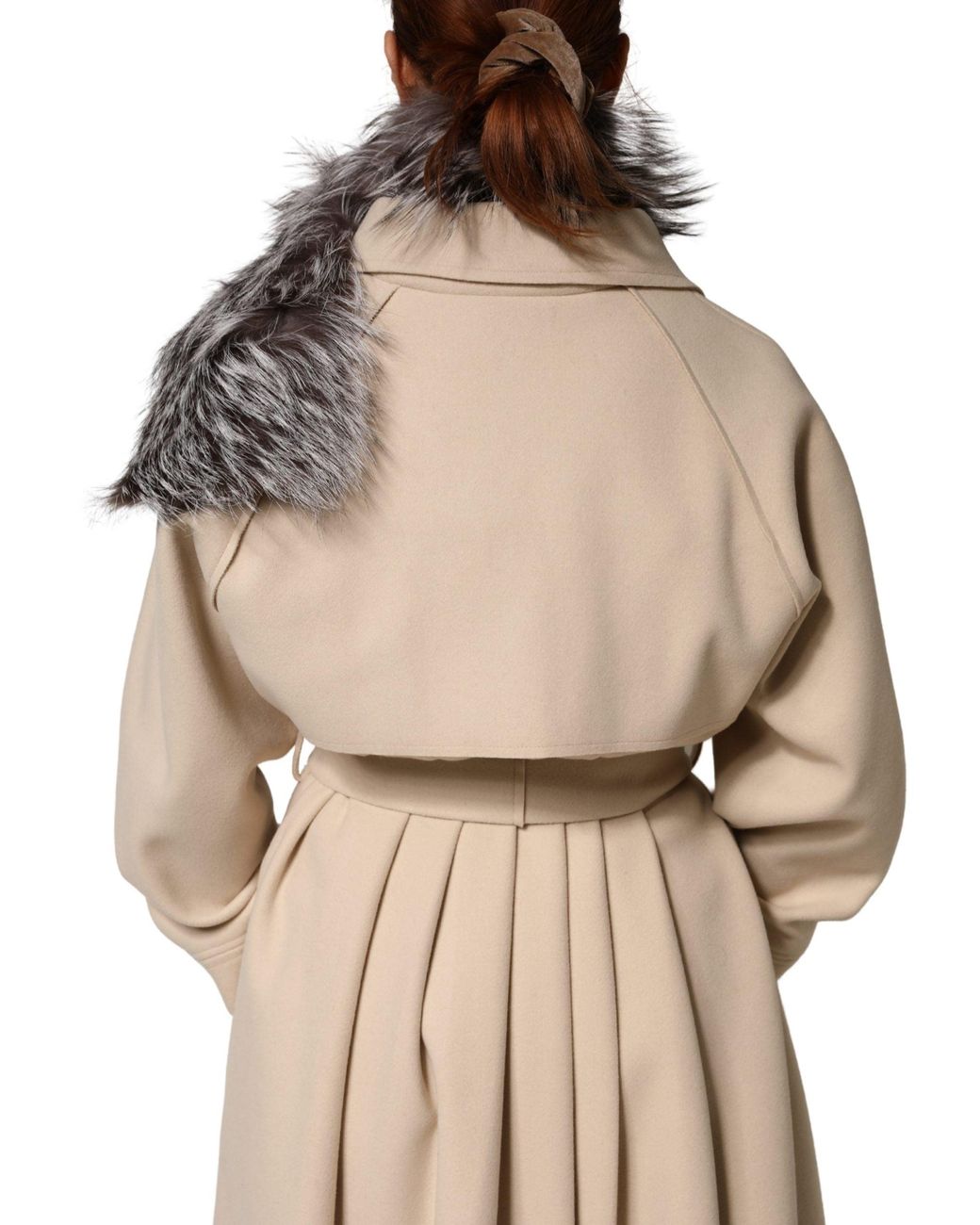 Dolce & Gabbana Gray Fox Fur Neck Wrap Warmer Winter Scarf