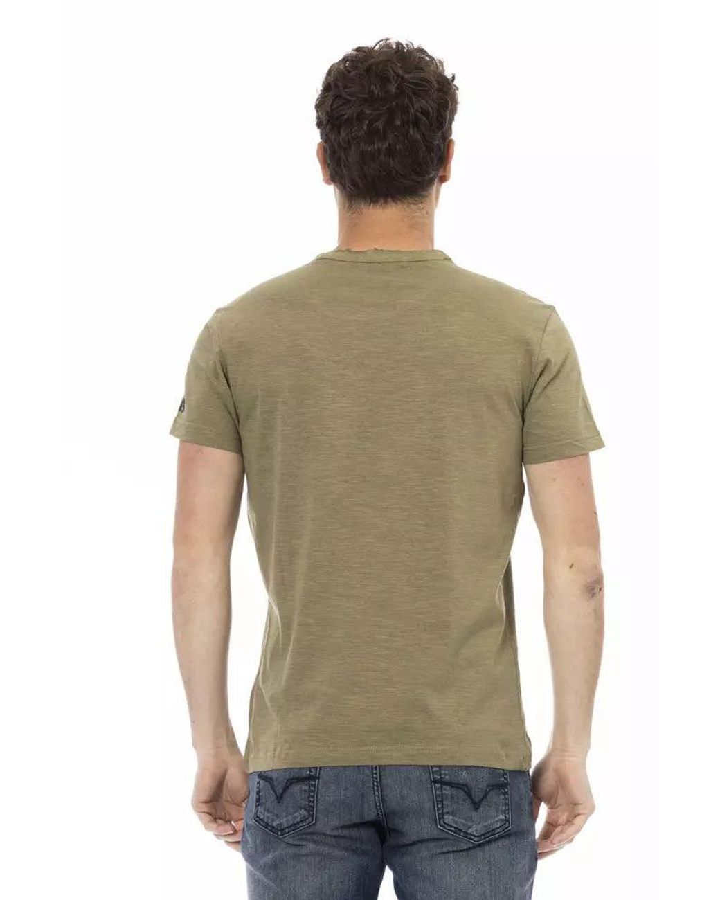 TRUSSARDI ACTION Green Cotton T-Shirt for men