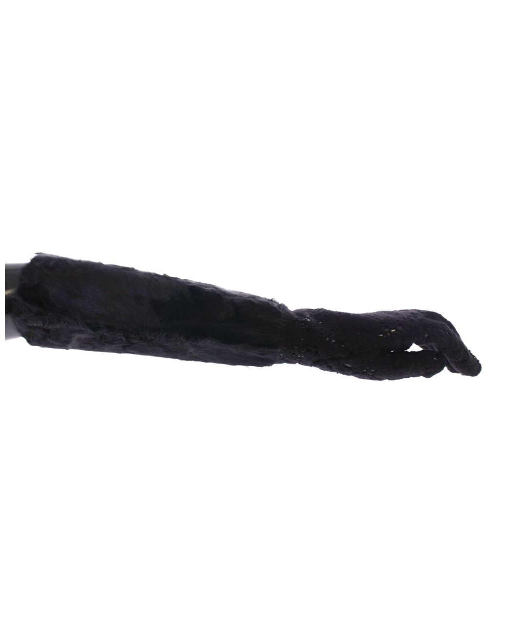 Dolce & Gabbana Black Wool Lace & Lamb Fur Elbow Gloves