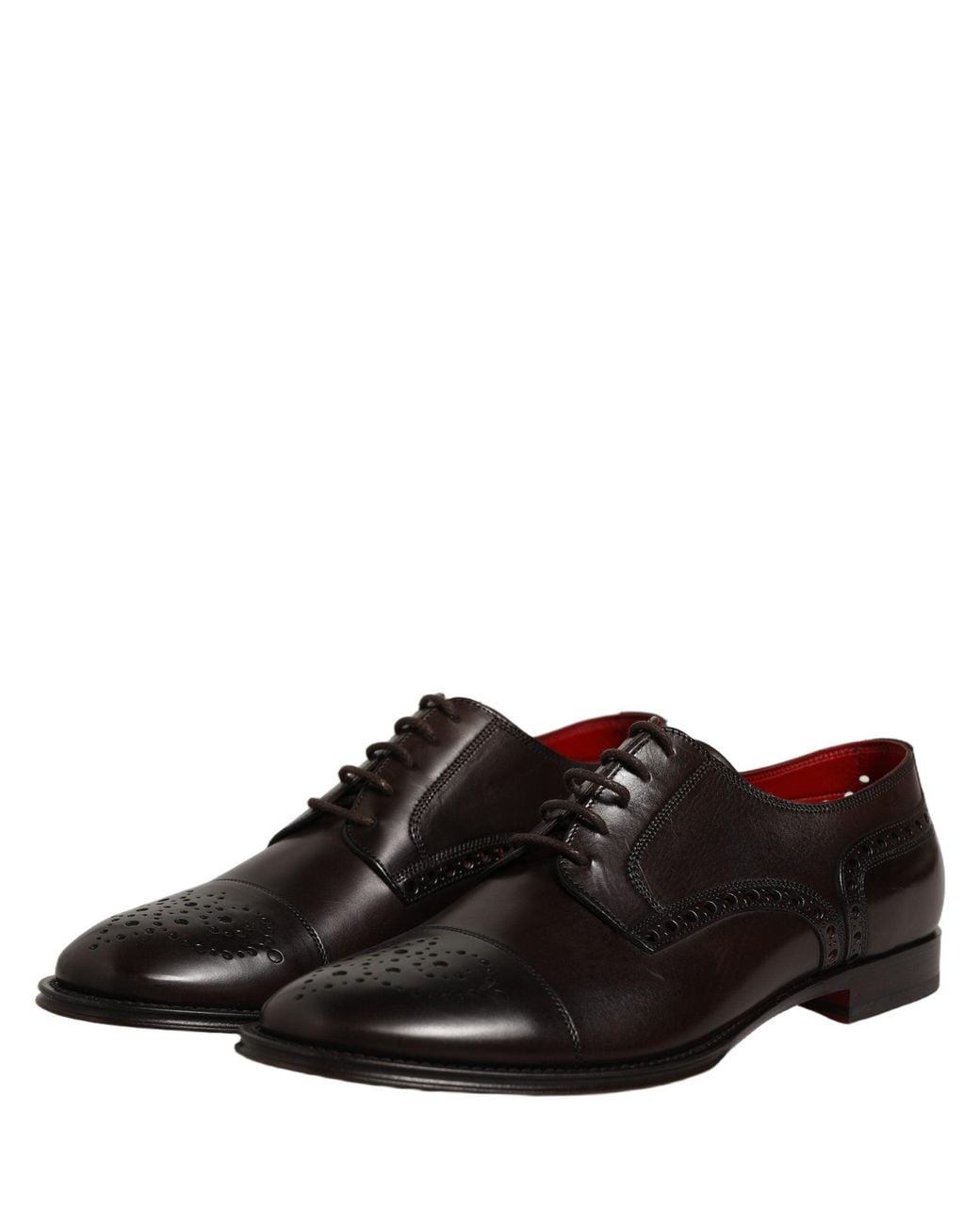 Dolce & Gabbana Black Maroon Calfskin Leather Derby Men Dress Shoes for men