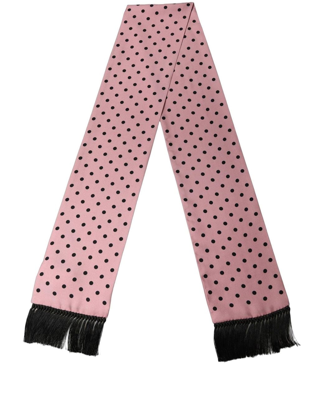 Dolce & Gabbana Red Pink Polka Dot Silk Fringed Lace Stole Scarf for men