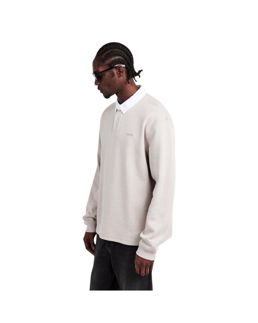 Boss White Cotton Polo Shirt for men