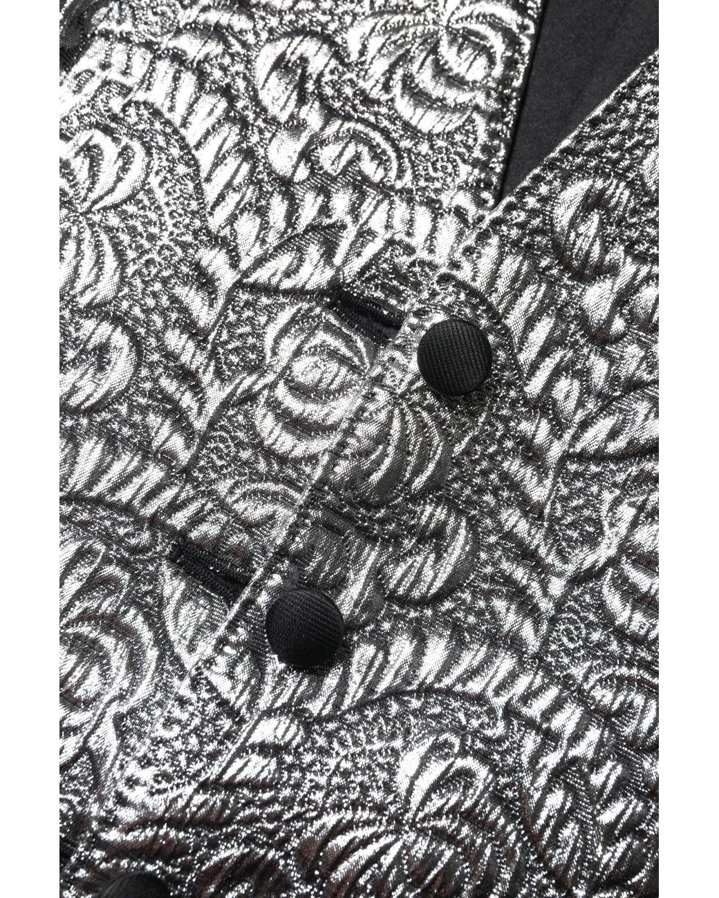 Dolce & Gabbana Black Silver Floral Jacquard Sleeveless Vest Top for men