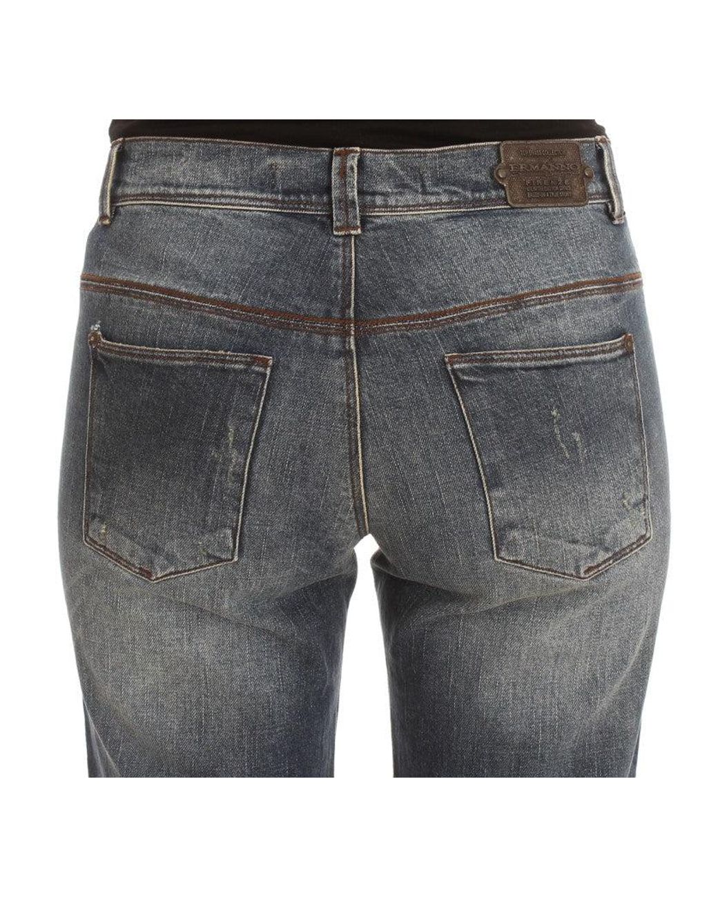 Ermanno Scervino Blue Wash Cotton Blend Slim Fit Jeans