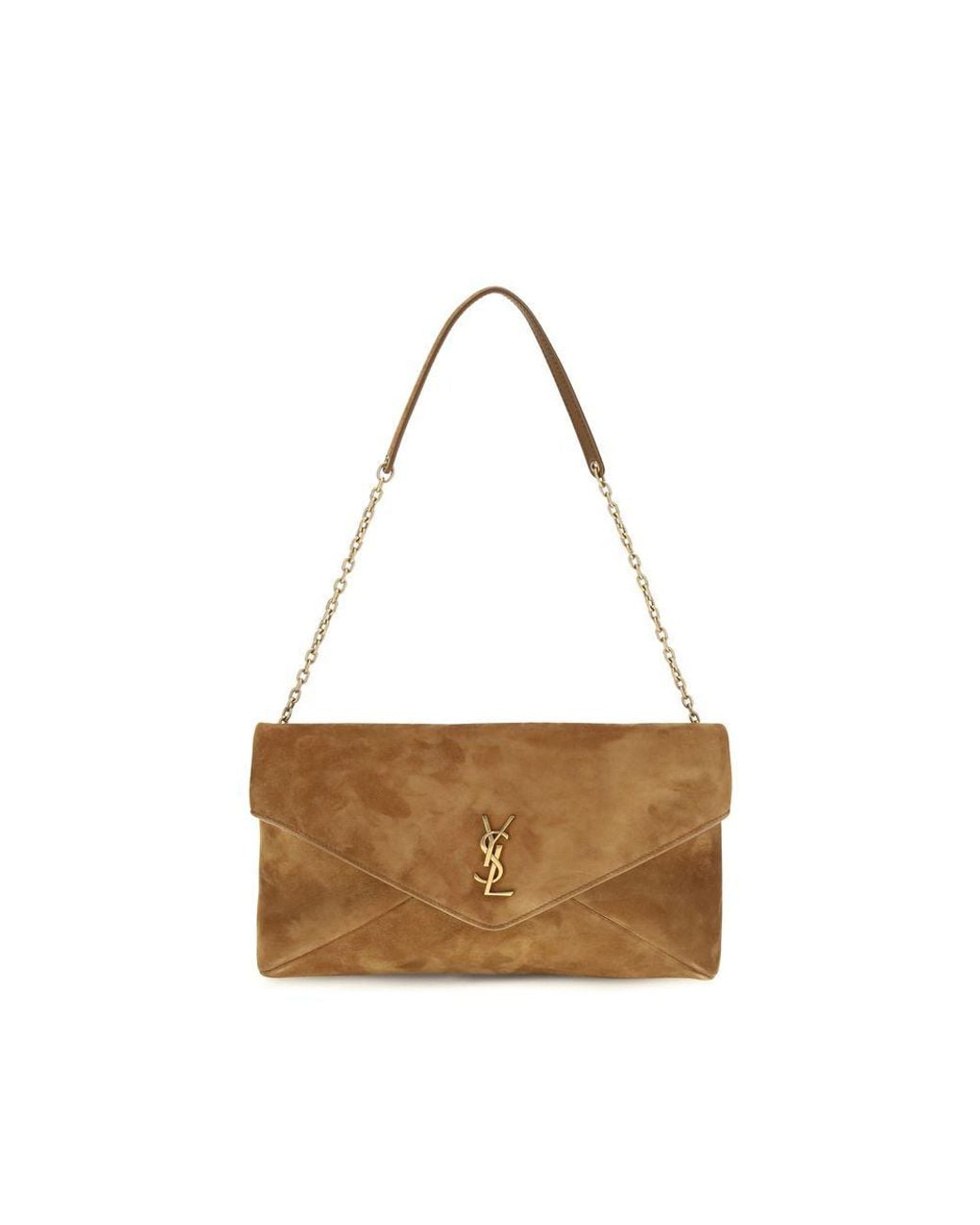 Saint Laurent Brown Beige Suede Leather Shoulder Bag