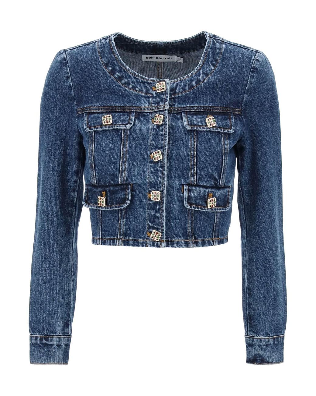 Self-Portrait Self Portrait Denim Jacket With Enamel Buttons in