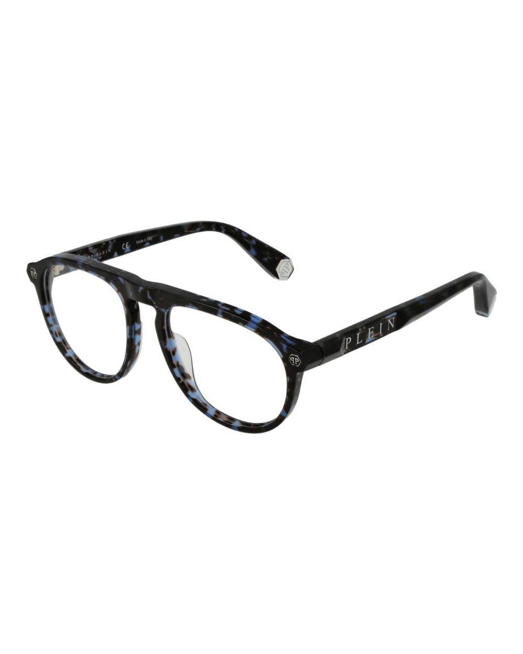 Philipp Plein Black Blue Cellulose Acetate Glasses (frames) for men