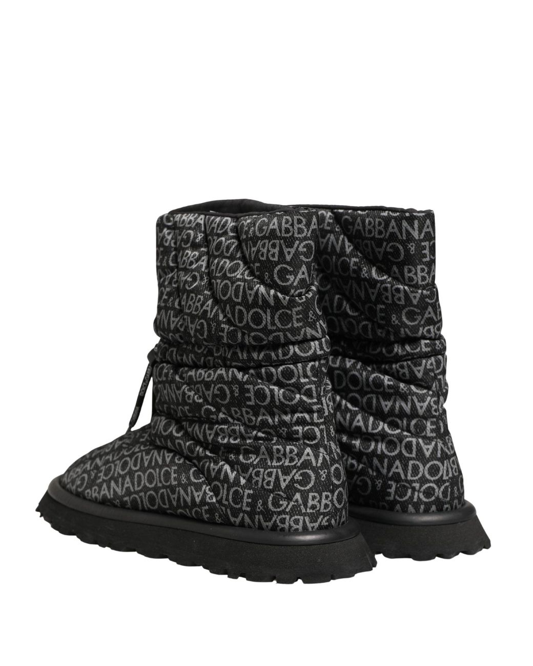 Dolce & Gabbana Black Logo Print Lace Up Snow Boots Shoes for men