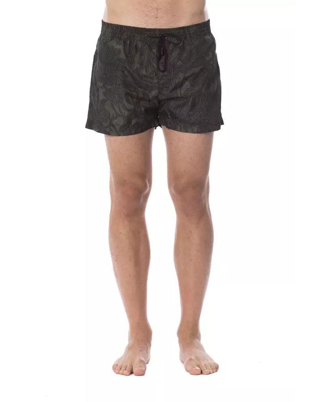 Roberto Cavalli Black Sleek Army Printed Swimsuit for men