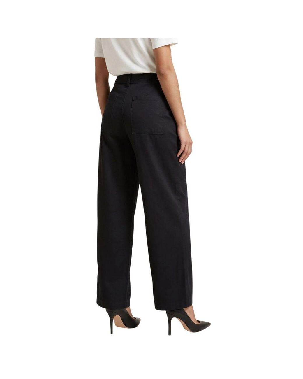 Jacqueline De Yong Black Cotton Casual Pants