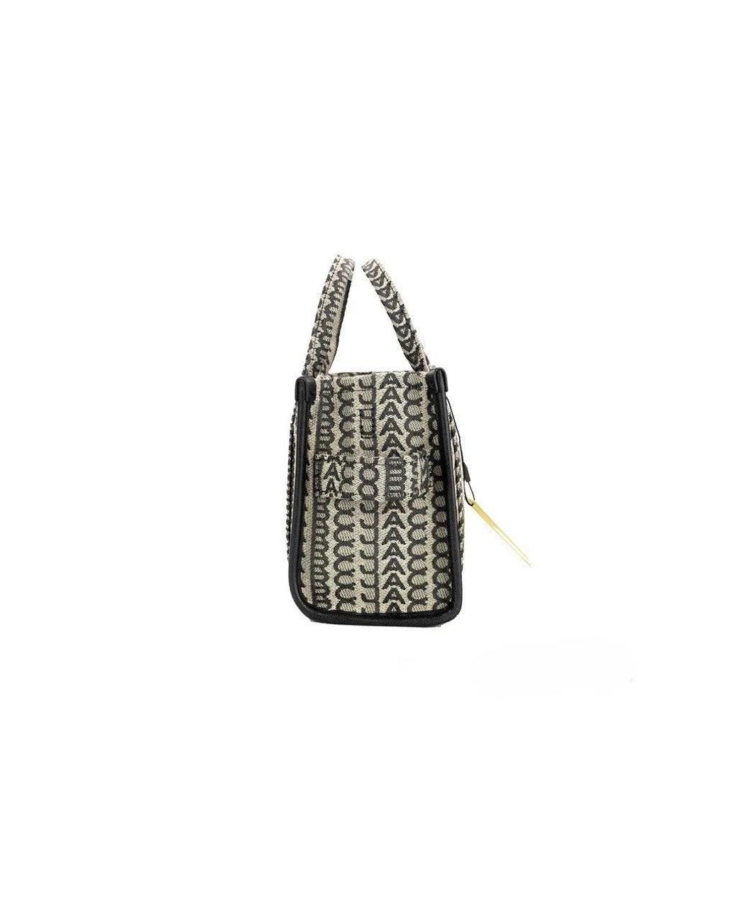 Marc Jacobs Black The Monogram Mini Tote Woven Jacquard Canvas Crossbody Handbag