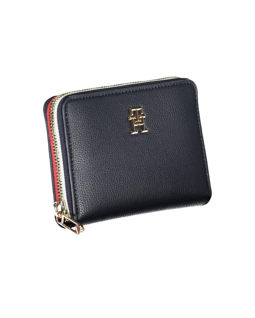 Tommy Hilfiger Blue Sleek Multipurpose Wallet With Zip Closure