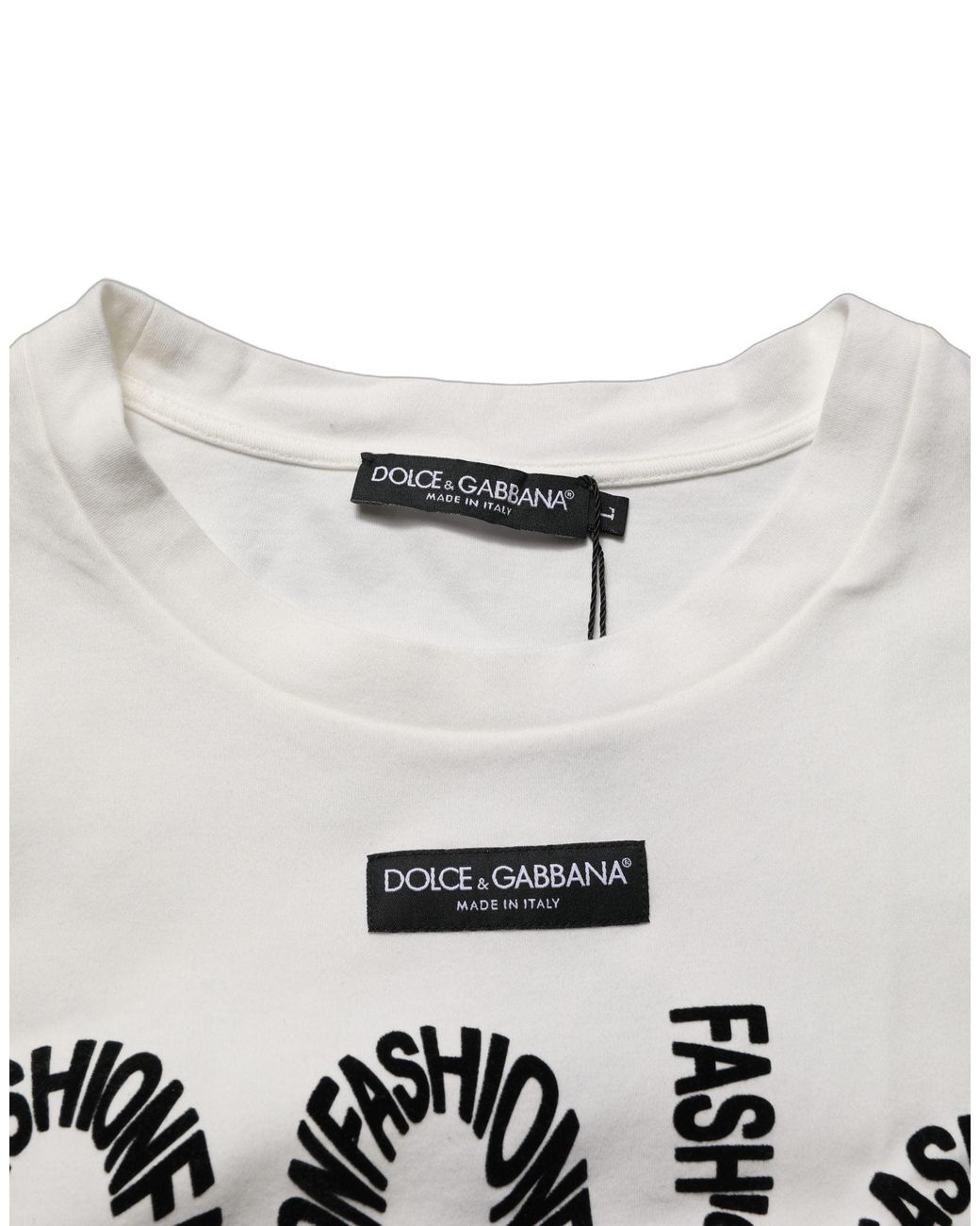 Dolce & Gabbana White Cotton Graphic Sleeveless Tank Top