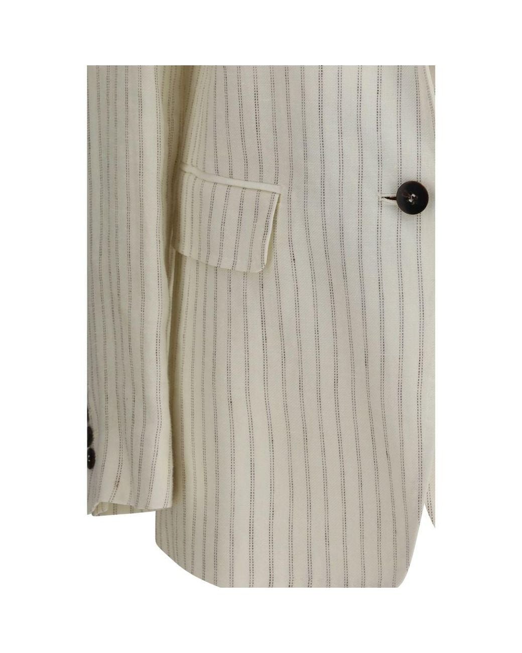 Max Mara Gray Beige Linen Blazer