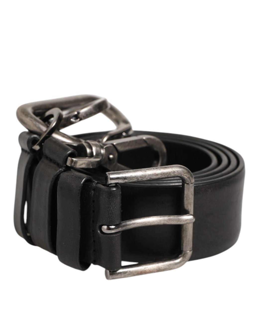 Dolce & Gabbana Black Key Ring Clip Attachments Buckle Belt 100Lf for men