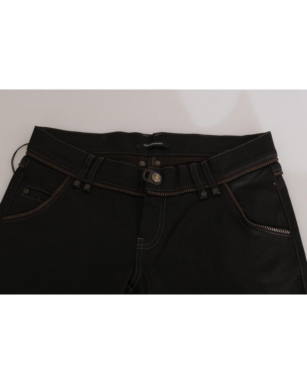 John Galliano Cotton Black Mid Waist Skinny Denim Jeans