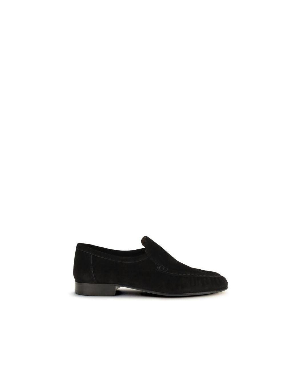 The Row Black Suede Leather Slip-On Loafers
