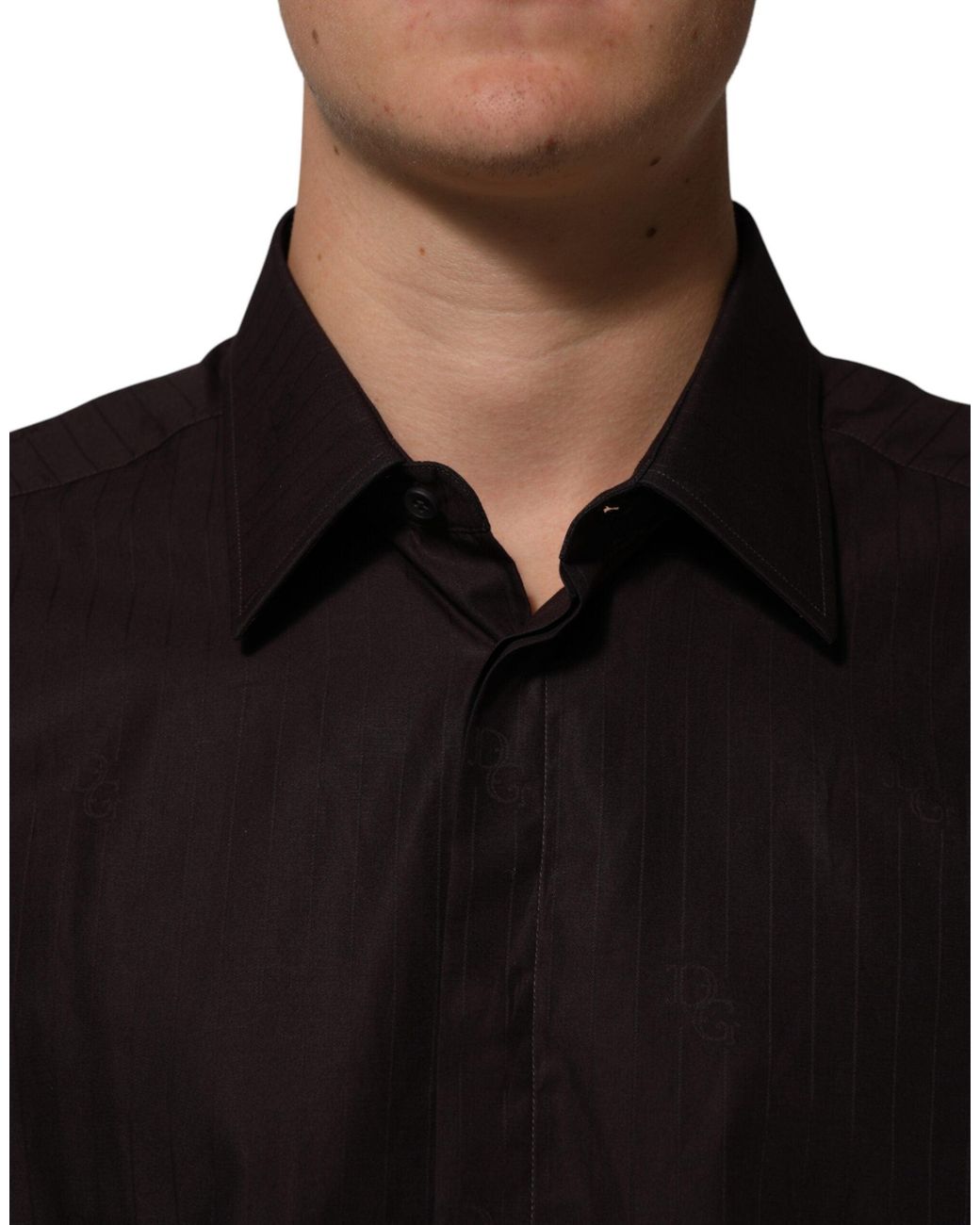 Dolce & Gabbana Black Cotton Longsleeve Martini Dress Shirt for men