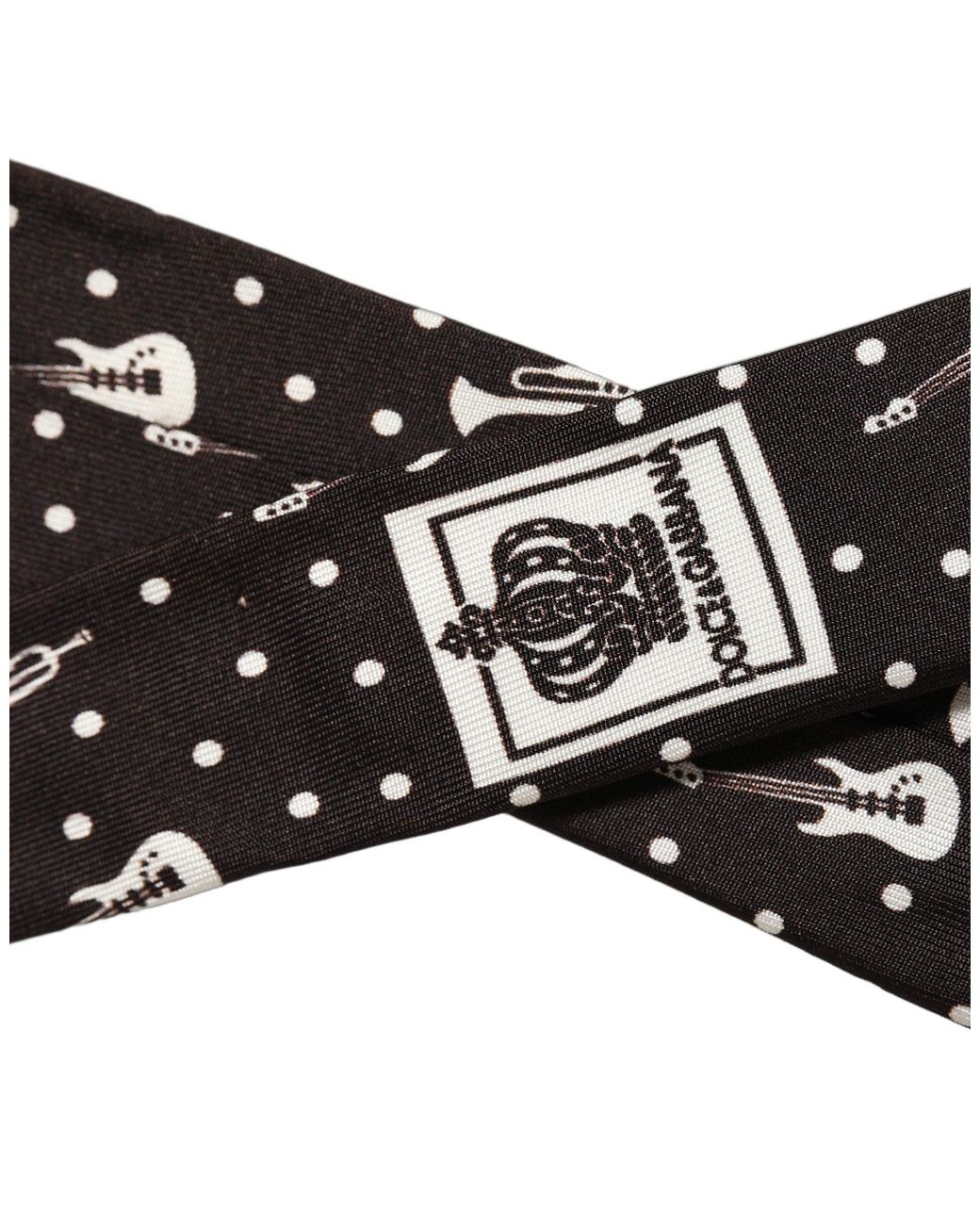 Dolce & Gabbana Black Musical Instrument Silk Adjustable 'Sd Neckmen's Tie for men