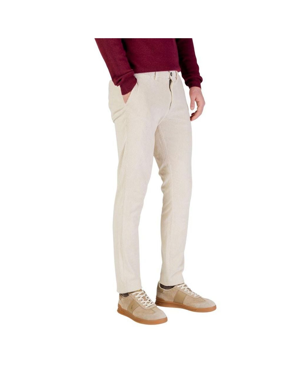 Borghese Red Beige Cotton Pants for men