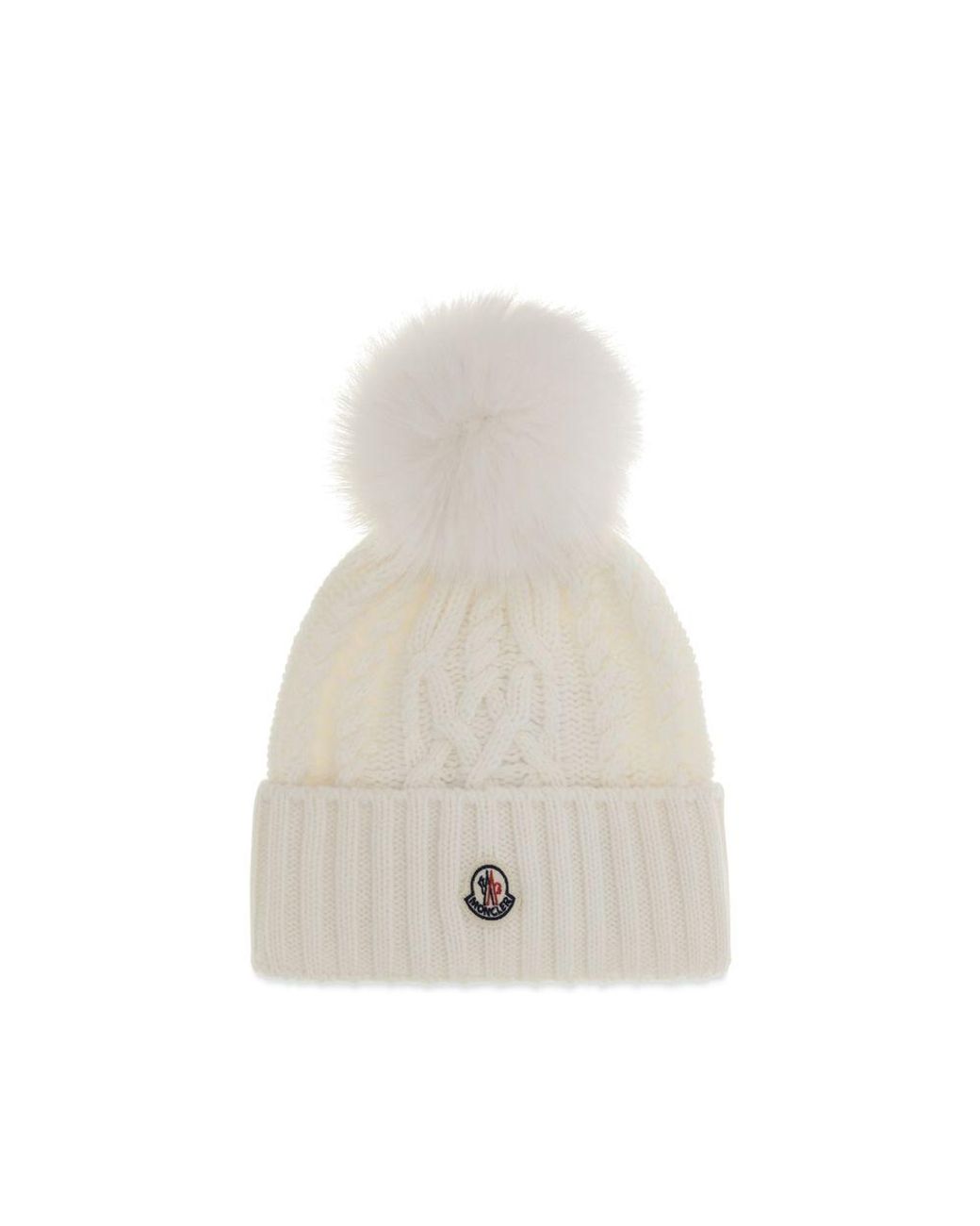 Moncler White Wool Oves Aries Beanie