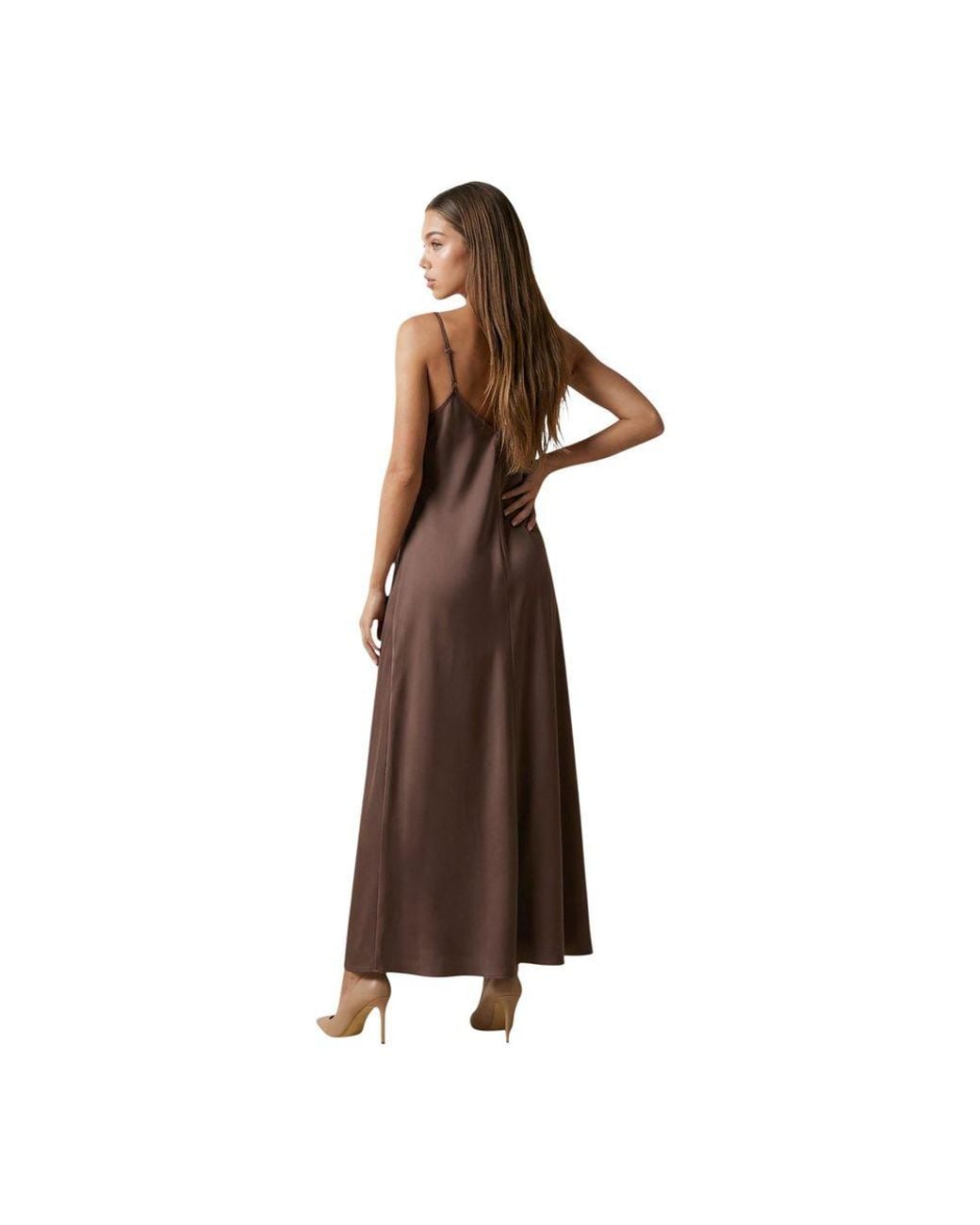 ONLY Brown Viscose Long Dress