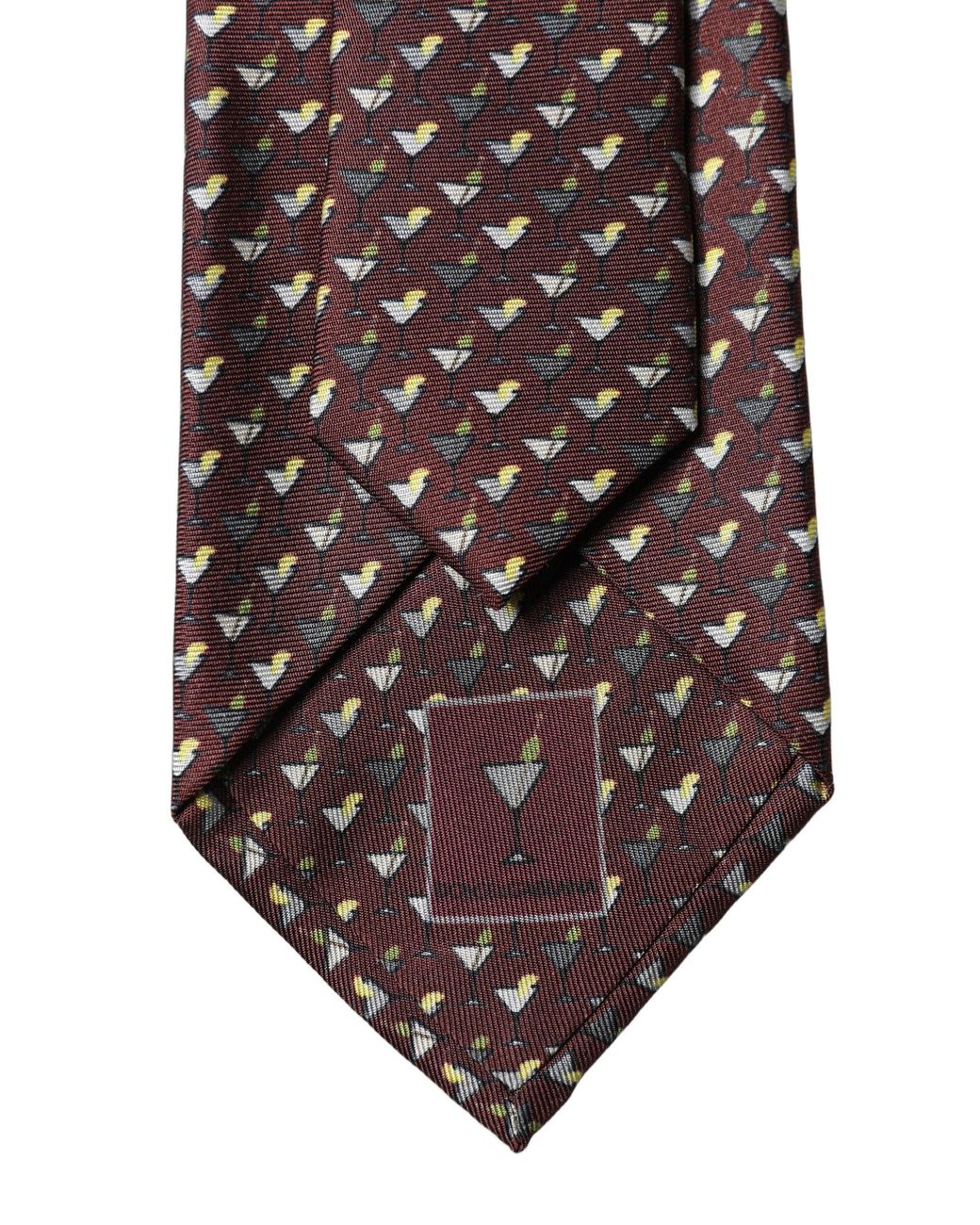 Dolce & Gabbana Brown Geometric Silk Adjustable 'Sd Neckmen's Tie for men
