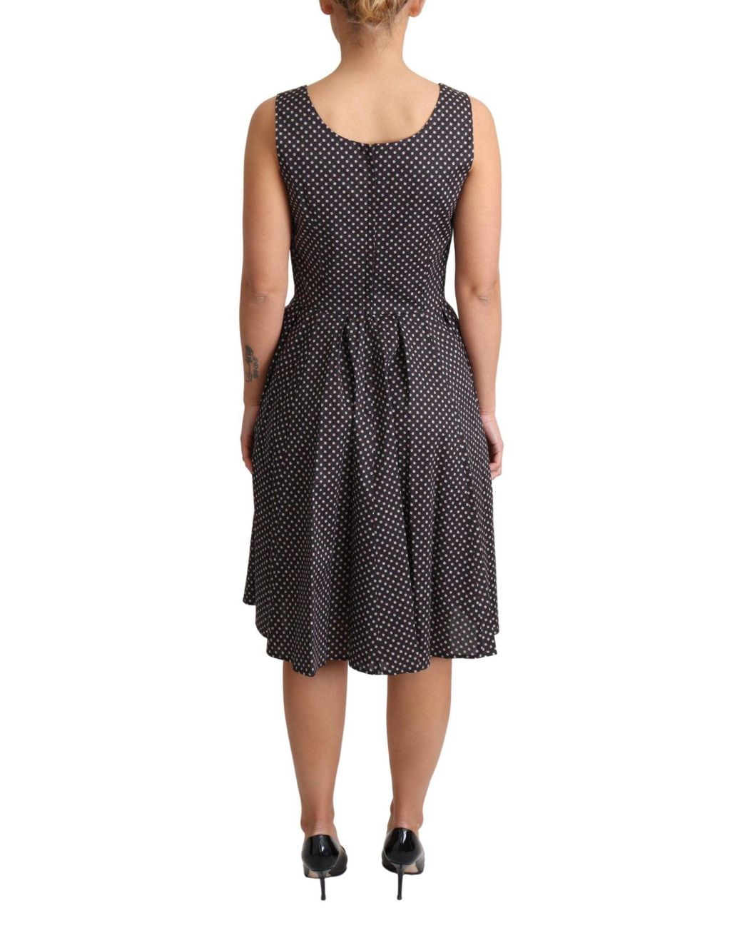 Dolce & Gabbana Black Floral Cotton A-Line Stretch Dress