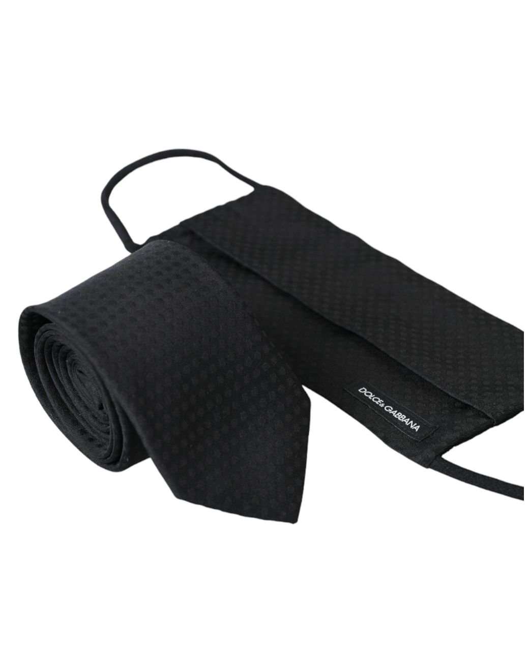 Dolce & Gabbana Black 100% Silk Adjustable Necktie Face Mask for men