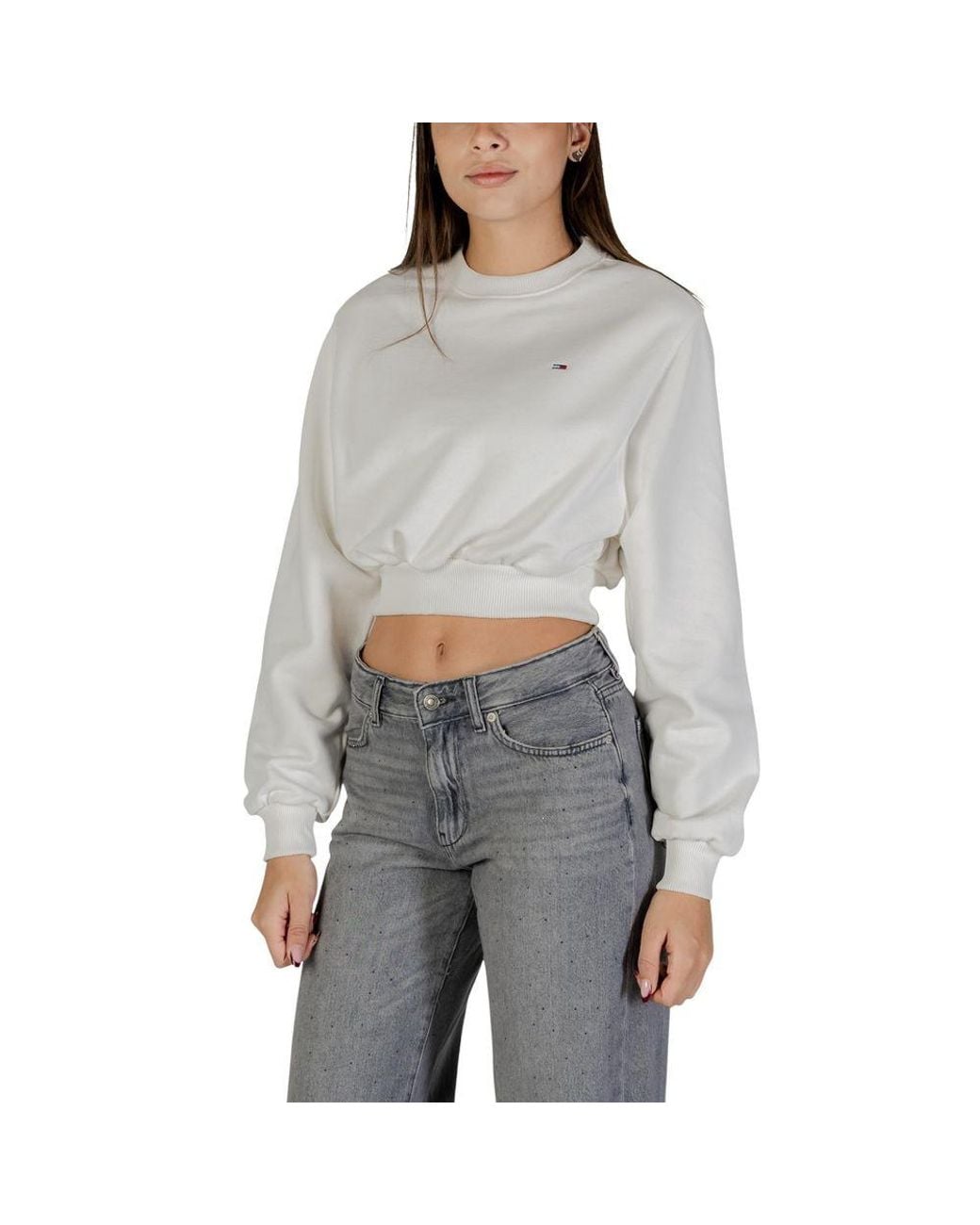 Tommy Hilfiger Gray Cream Recycled Cotton Sweatshirt