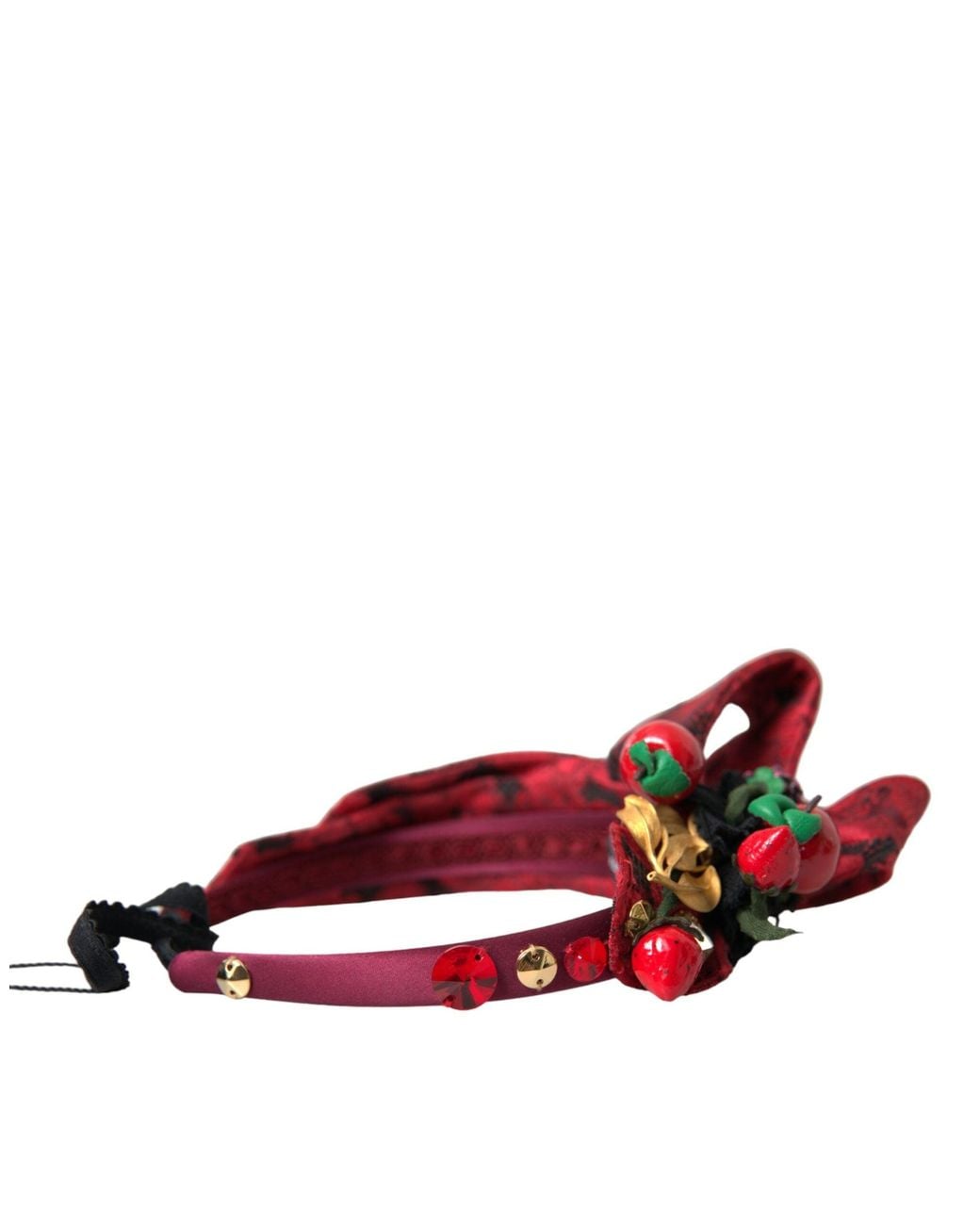 Dolce & Gabbana Red Cherry Sicily Embellished Hairband Diadem