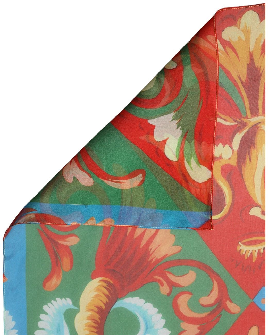 Dolce & Gabbana Blue Multicolor Silk Printed Square Foulard Scarf