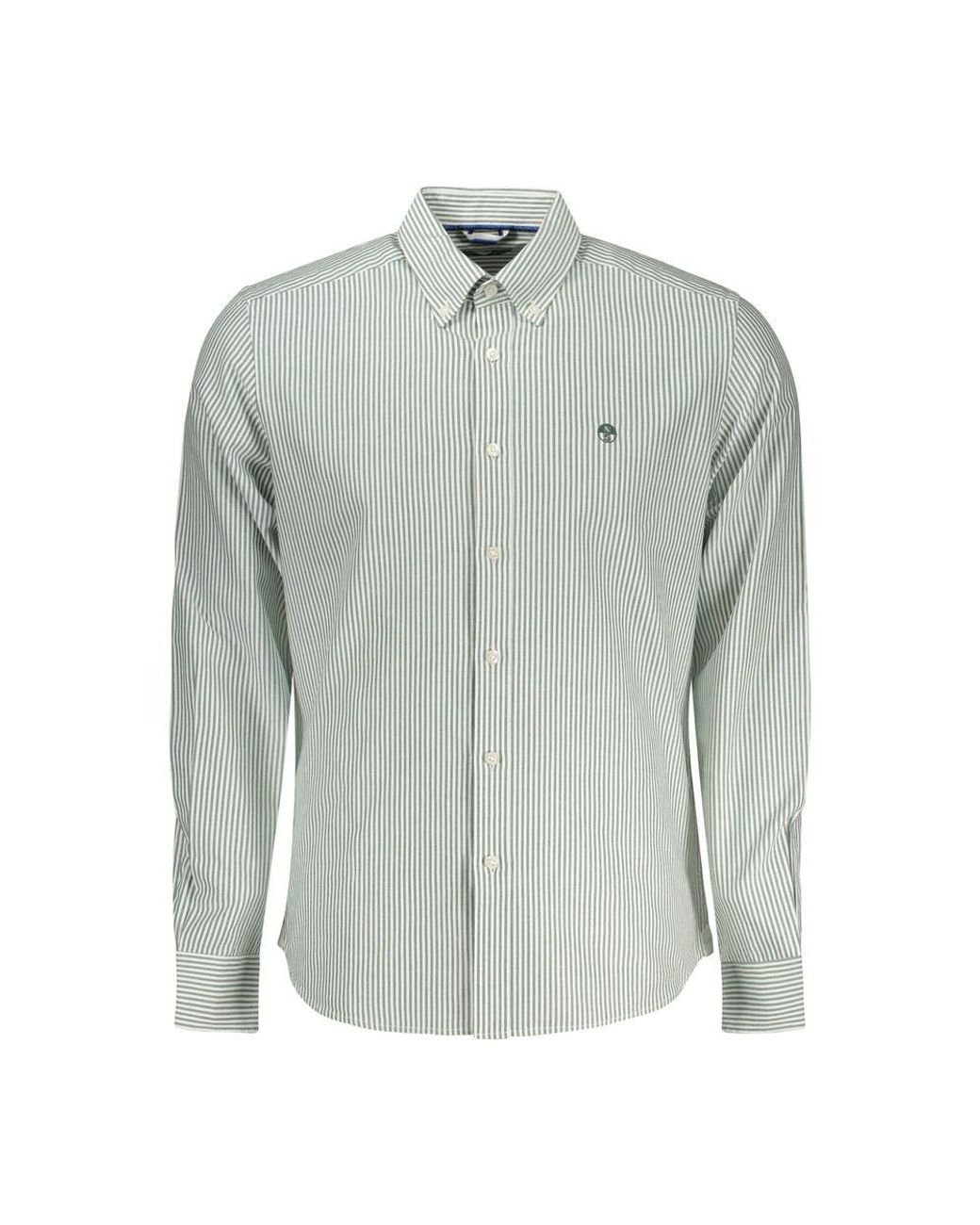 North Sails Gray Green Cotton Men Shirt for men