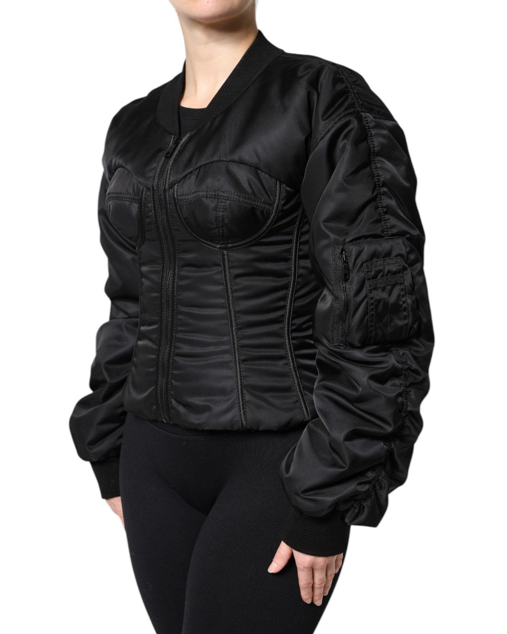 Dolce & Gabbana Black Nylon Full Zip Bustier Corset Jacket for men