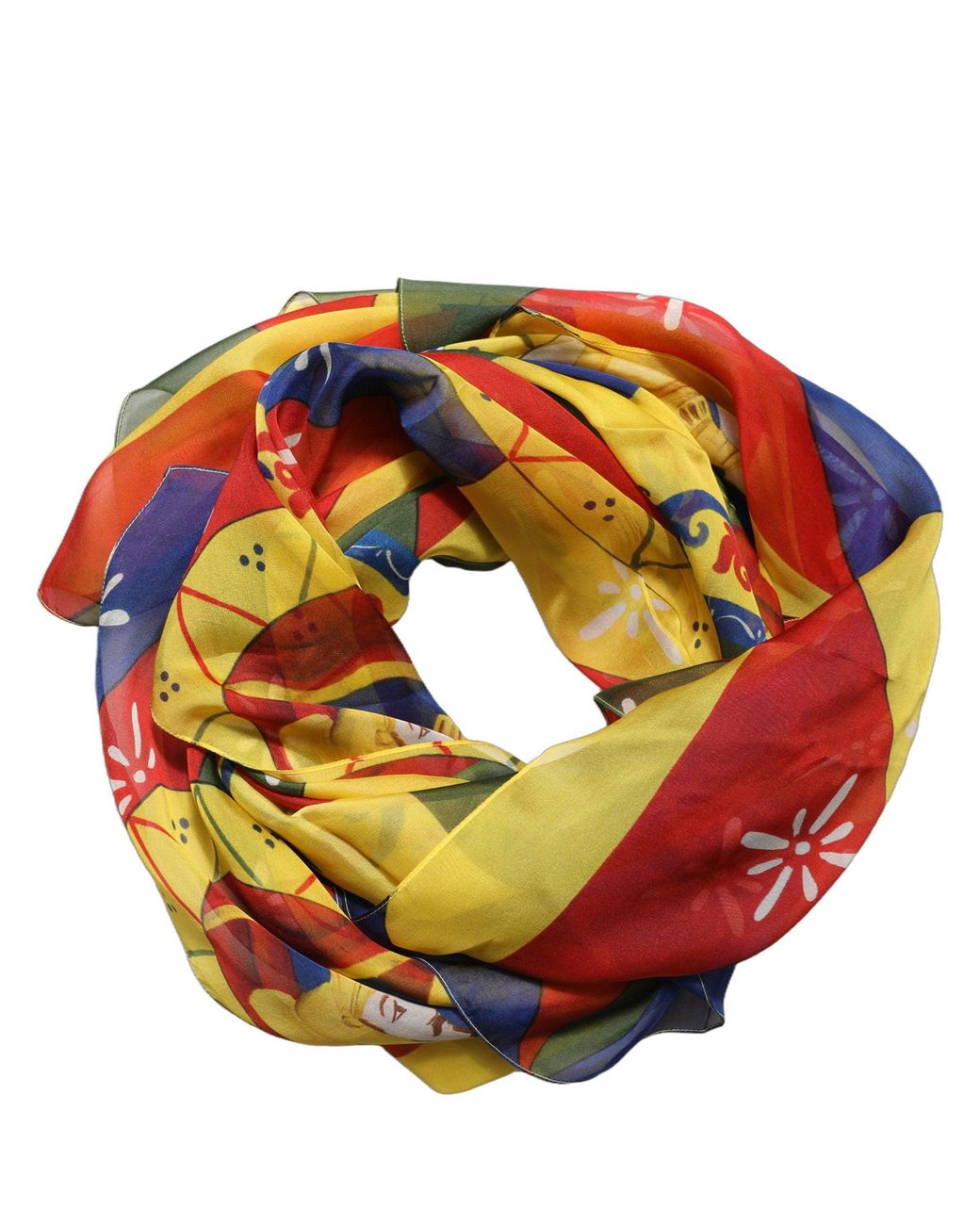 Dolce & Gabbana Orange Multicolor Silk Printed Square Foulard Scarf