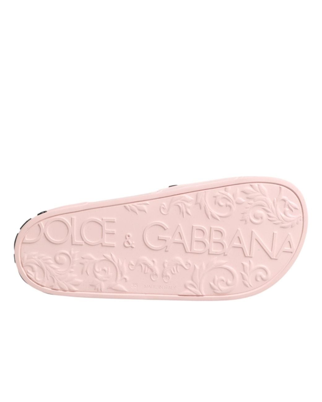 Dolce & Gabbana Pink Rubber Slides Sandals Beachwear Shoes