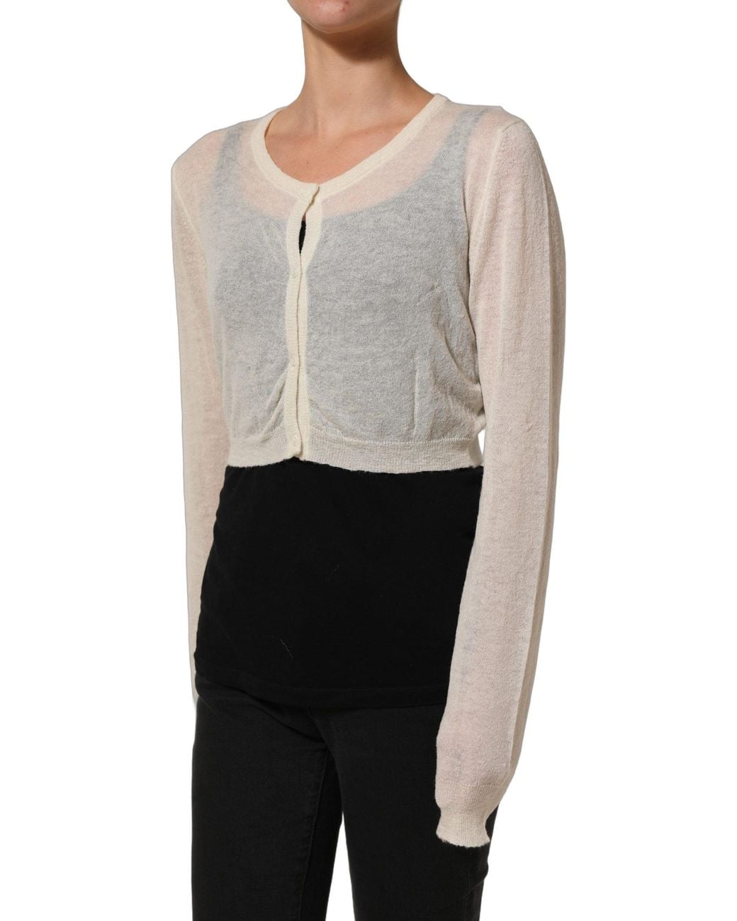 Ermanno Scervino Natural Knit Cropped Wool Cardigan Sweater Clothing