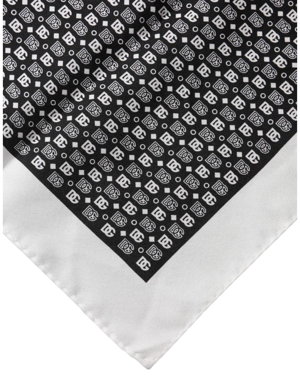 Dolce & Gabbana Gray Patterned Square Foulard Scarf for men