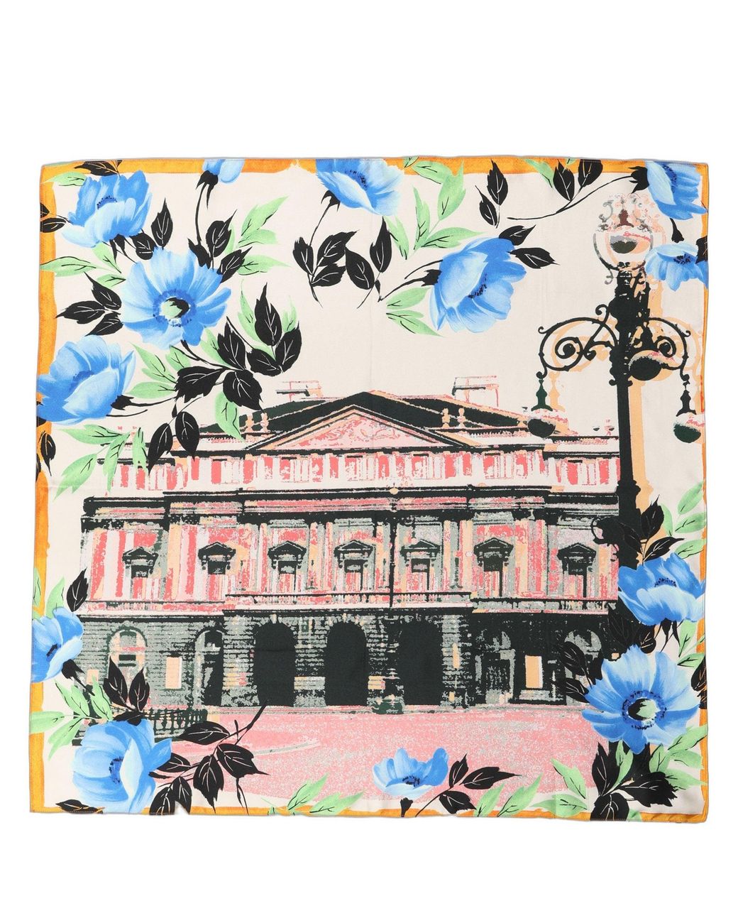 Dolce & Gabbana Blue Multicolor Printed Silk Square Foulard Scarf